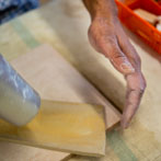 Krishna Alegeswaran at work in his studio in 2019